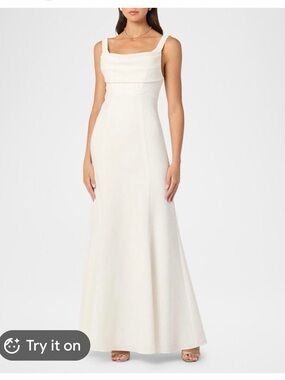 NWT Shoshanna Midnight Ivory Crepe Draped Gown Size 8 Wedding /Reception Dress